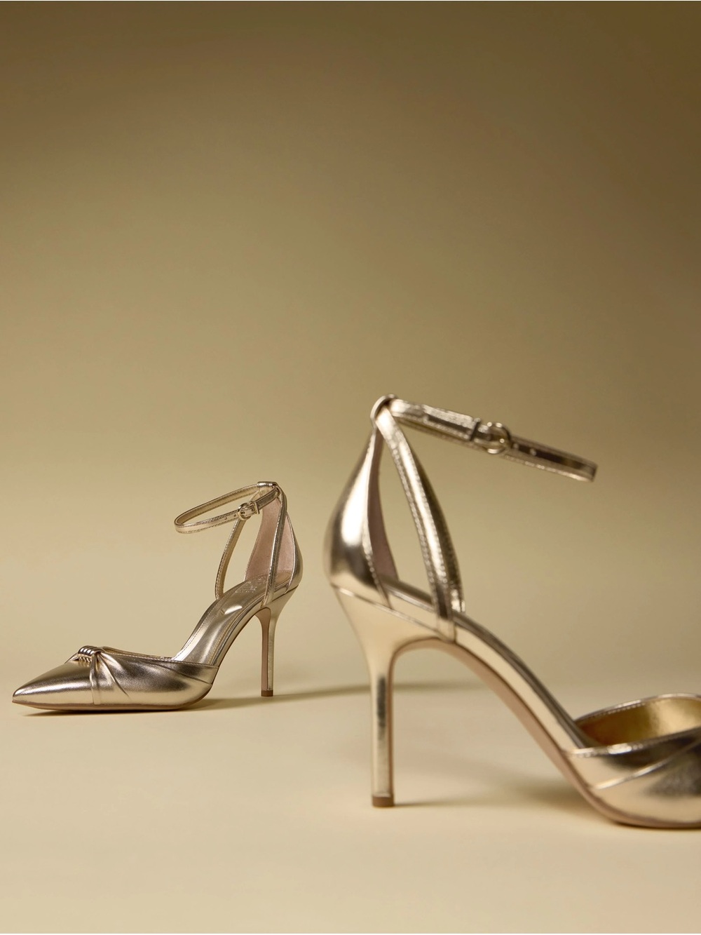 Vince Camuto Mallie Gold Ankle-Strap Women's Pointed Heels